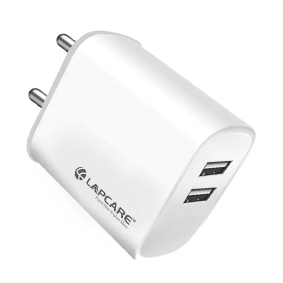 Lapcare Quick Wall Charger 2.4Amp Dual USB with Type-C Cable (LQW-111)