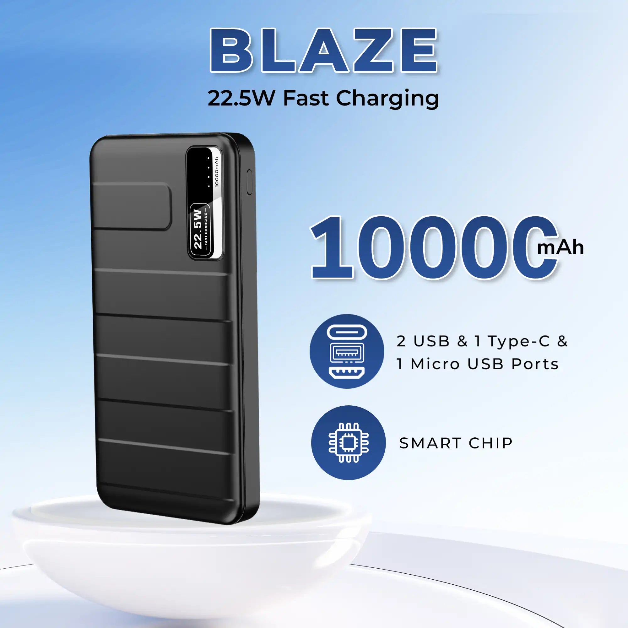 Blaze 22.5W Fast Charging 10000mah Power Bank Black (LPB-015)