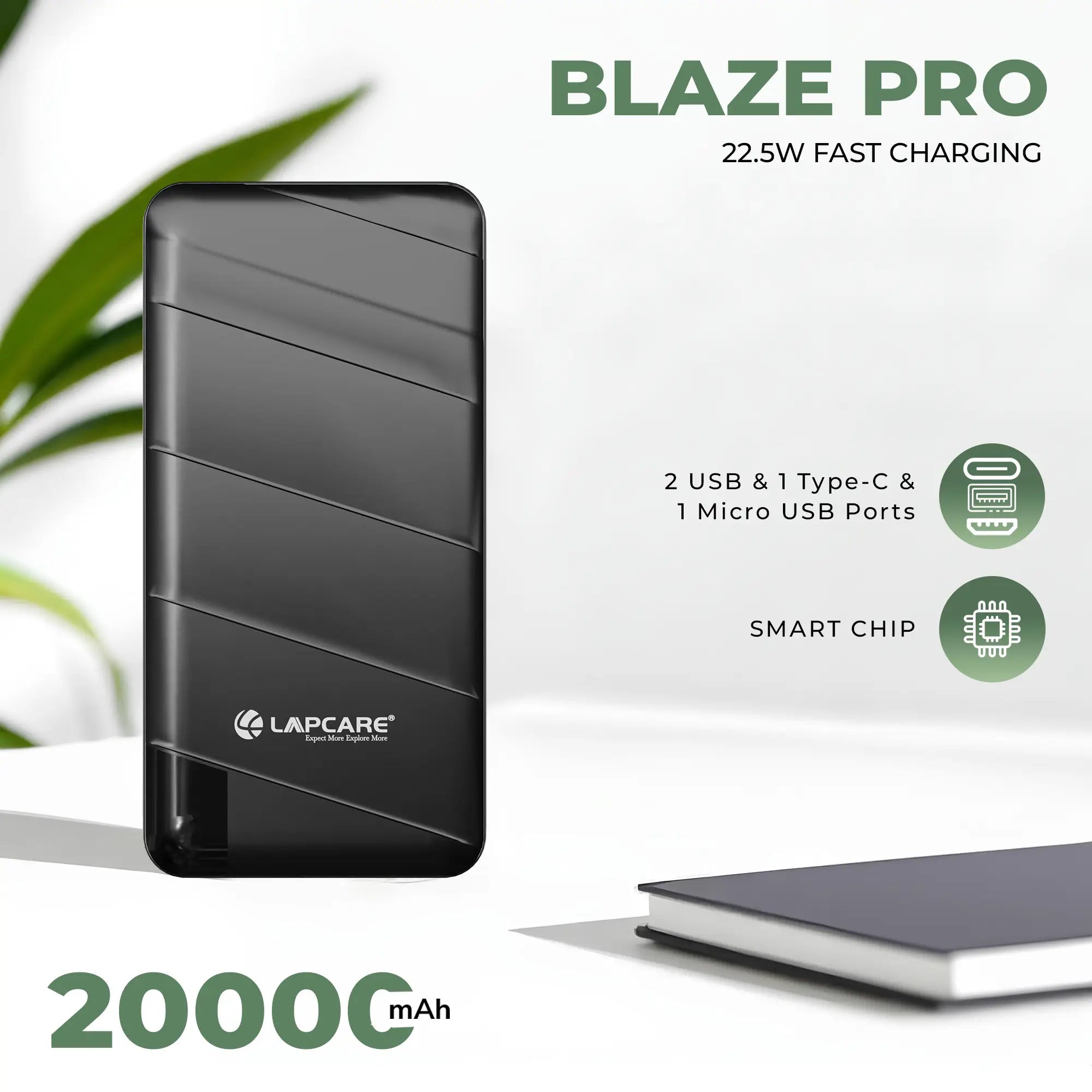 Blaze Pro 22.5W Fast Charging 20000mah Power Bank Black (LPB-018)