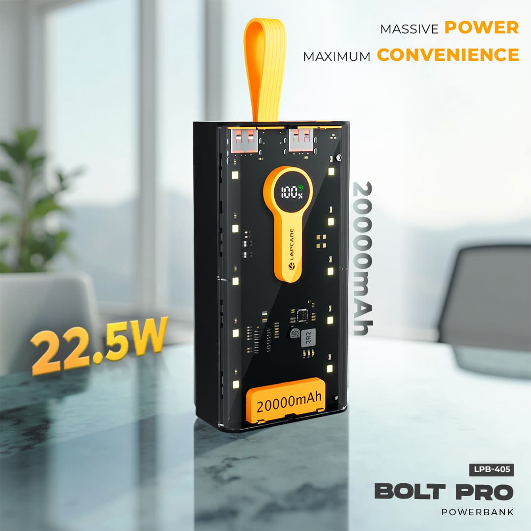 Bolt Pro 20000mAh Power Bank Black + Yellow (LPB-405)