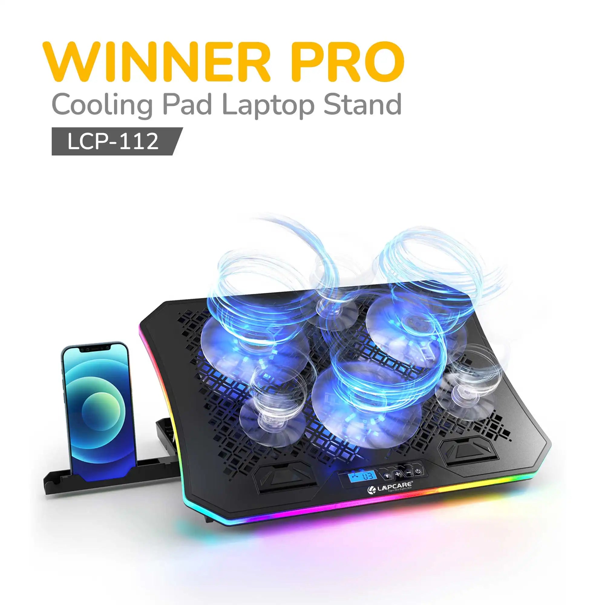 WINNER PRO RGB Cooling Pad with 6 Fans Laptop Stand