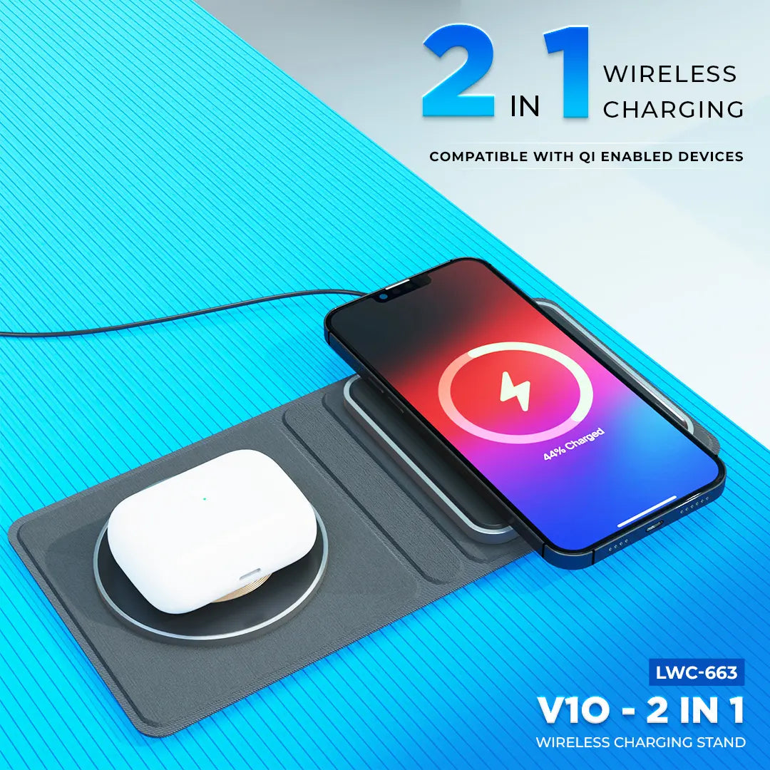 VIO 2 IN 1 Wireless Charging Stand With Multiple Protection (LWC-663)