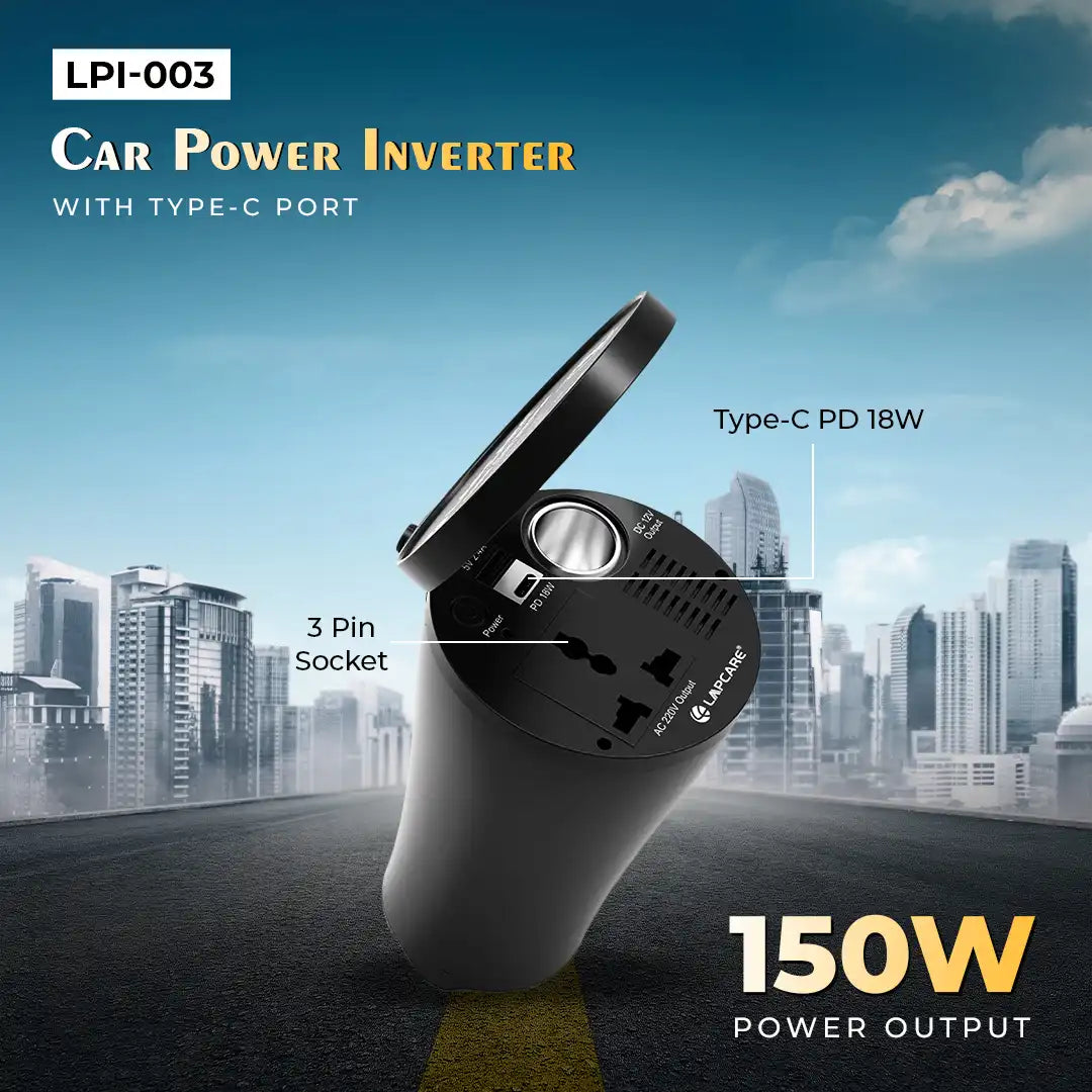 MOD 150W Car Power Inverter Charger with Built-in cooling fan (LPI-003)