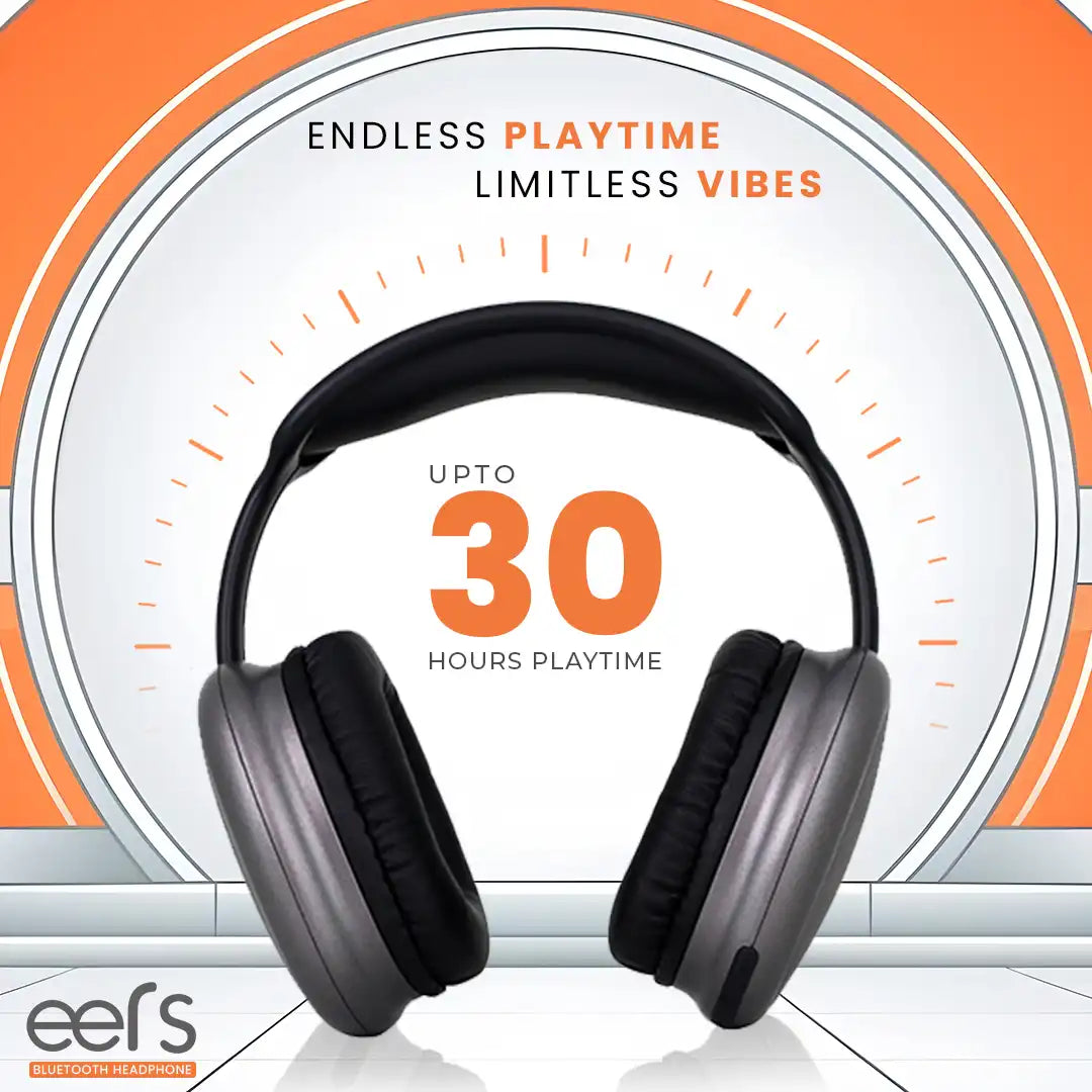 EERS Wireless Bluetooth Headphone With Upto 30 Hrs* Playtime (Metallic Grey)