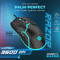 Champ Razor Gaming RBG Mouse 3600dpi (LGM-204)