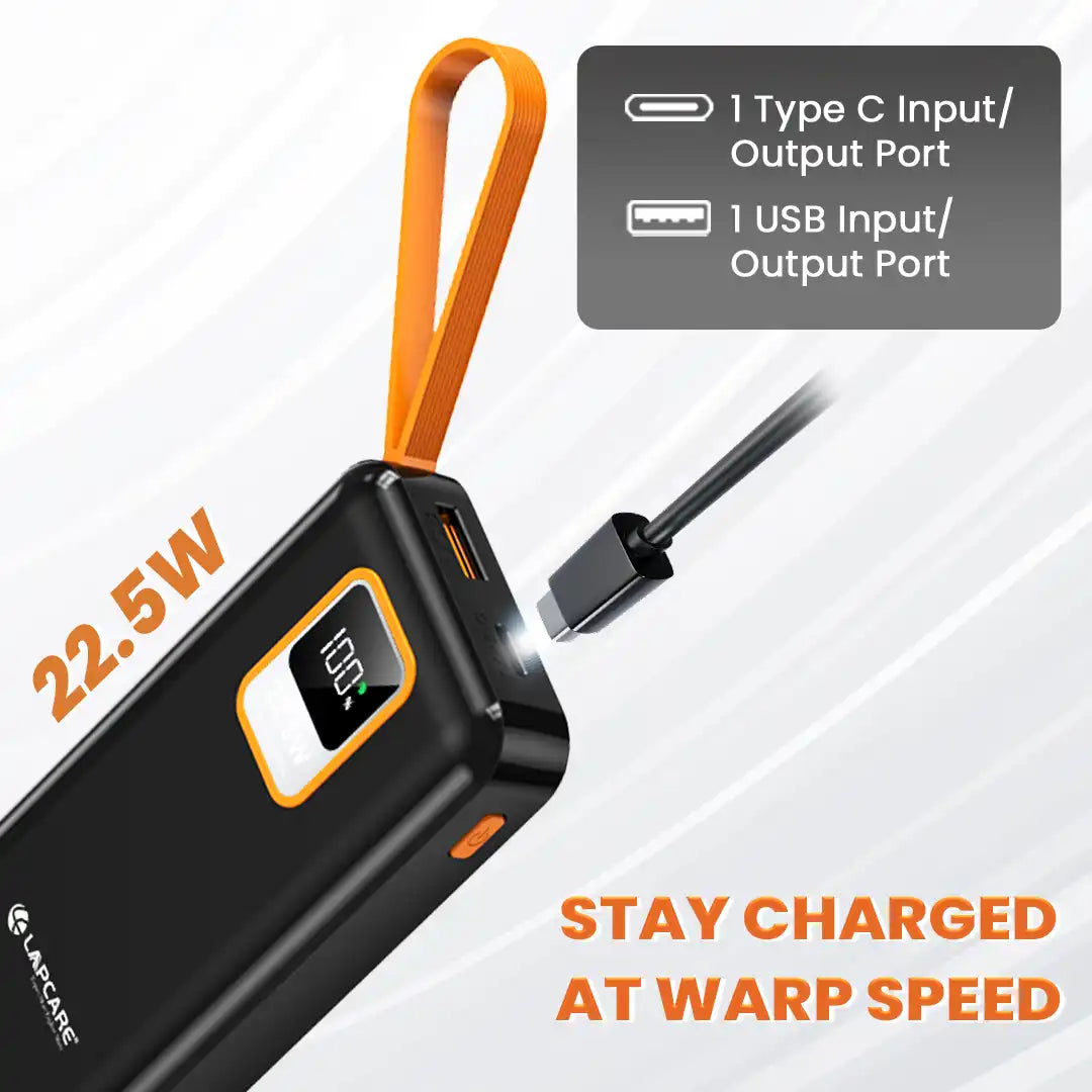 ORANGE 10000 mAh Power Bank with Wake Up Button (LPB-515)