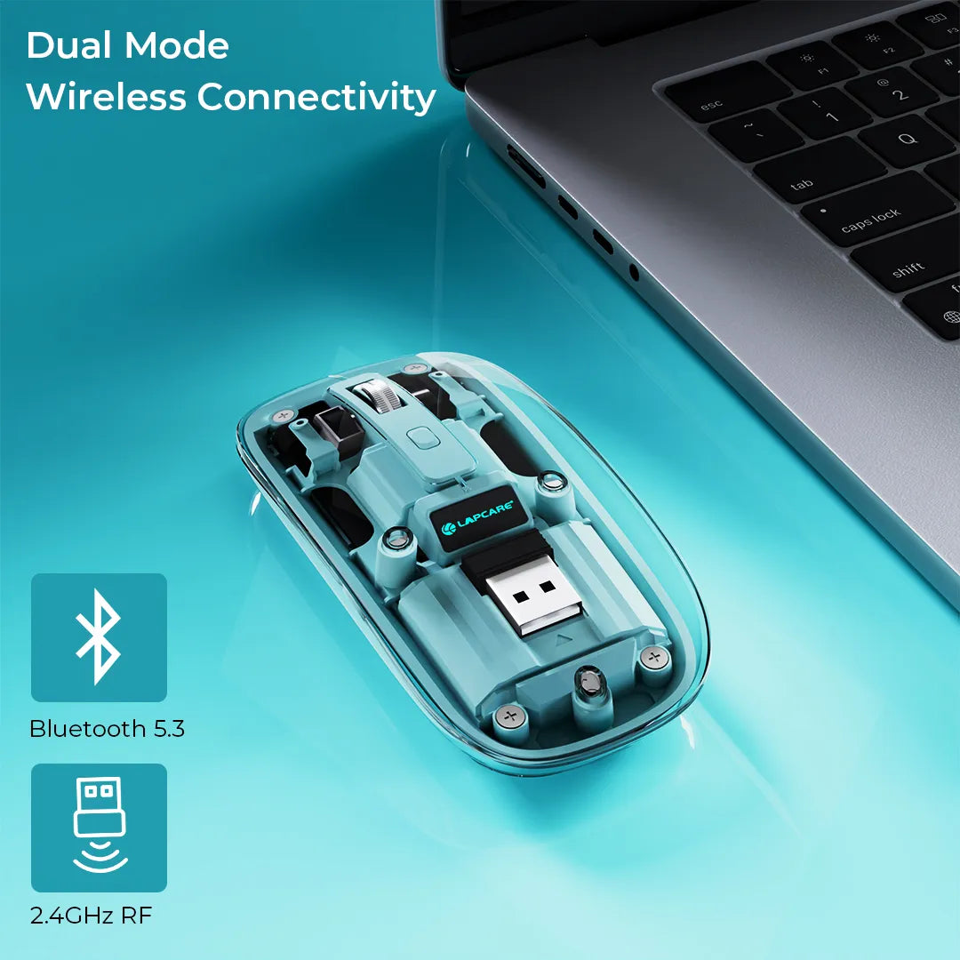 Trendy Wireless Mouse Transparent BT+2.4Ghz Blue (LMW-710)