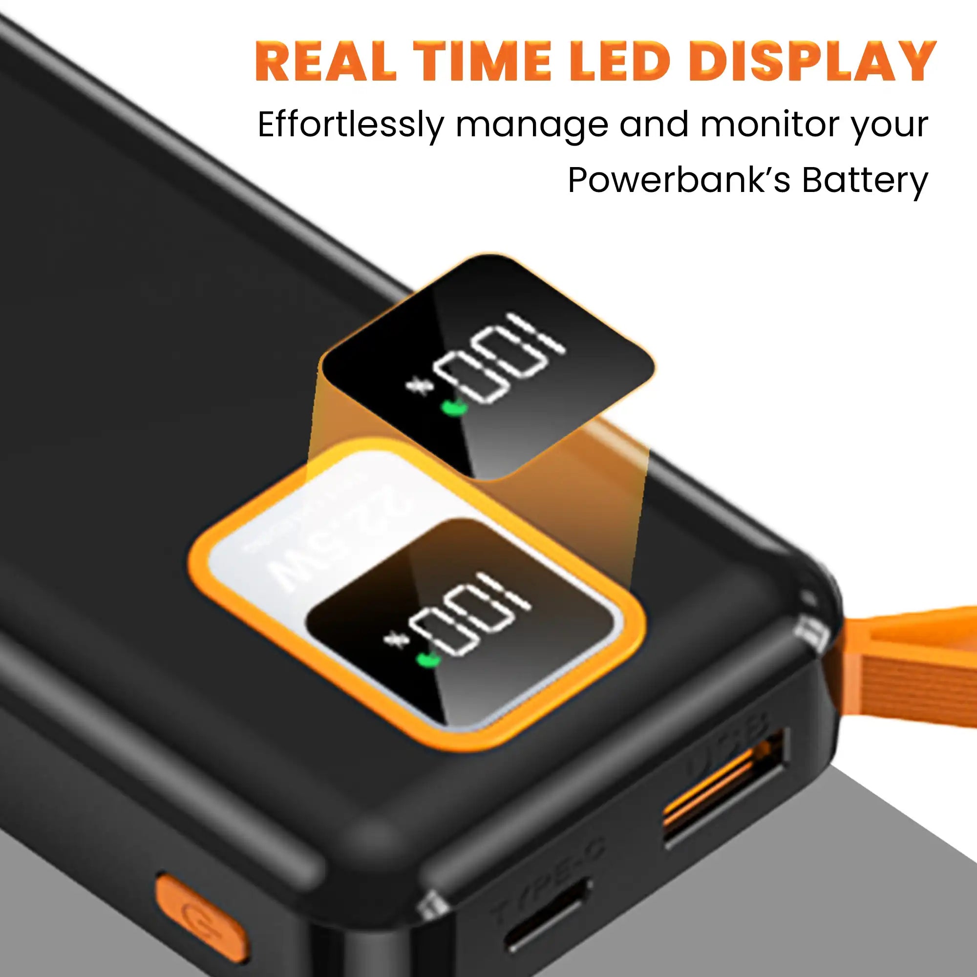 ORANGE 10000 mAh Power Bank with Wake Up Button (LPB-515)