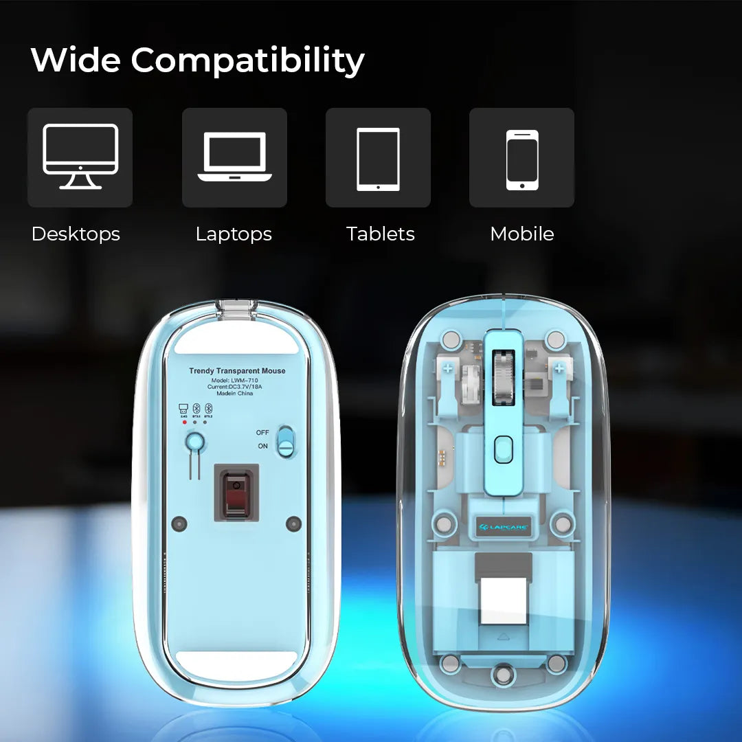 Trendy Wireless Mouse Transparent BT+2.4Ghz Blue (LMW-710)