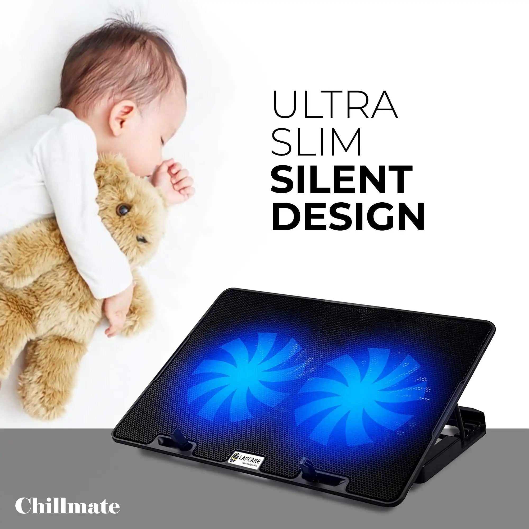 Chillmate - Cooling Pad, 2 USB Port, Dual Fan, upto 15.6" Laptop