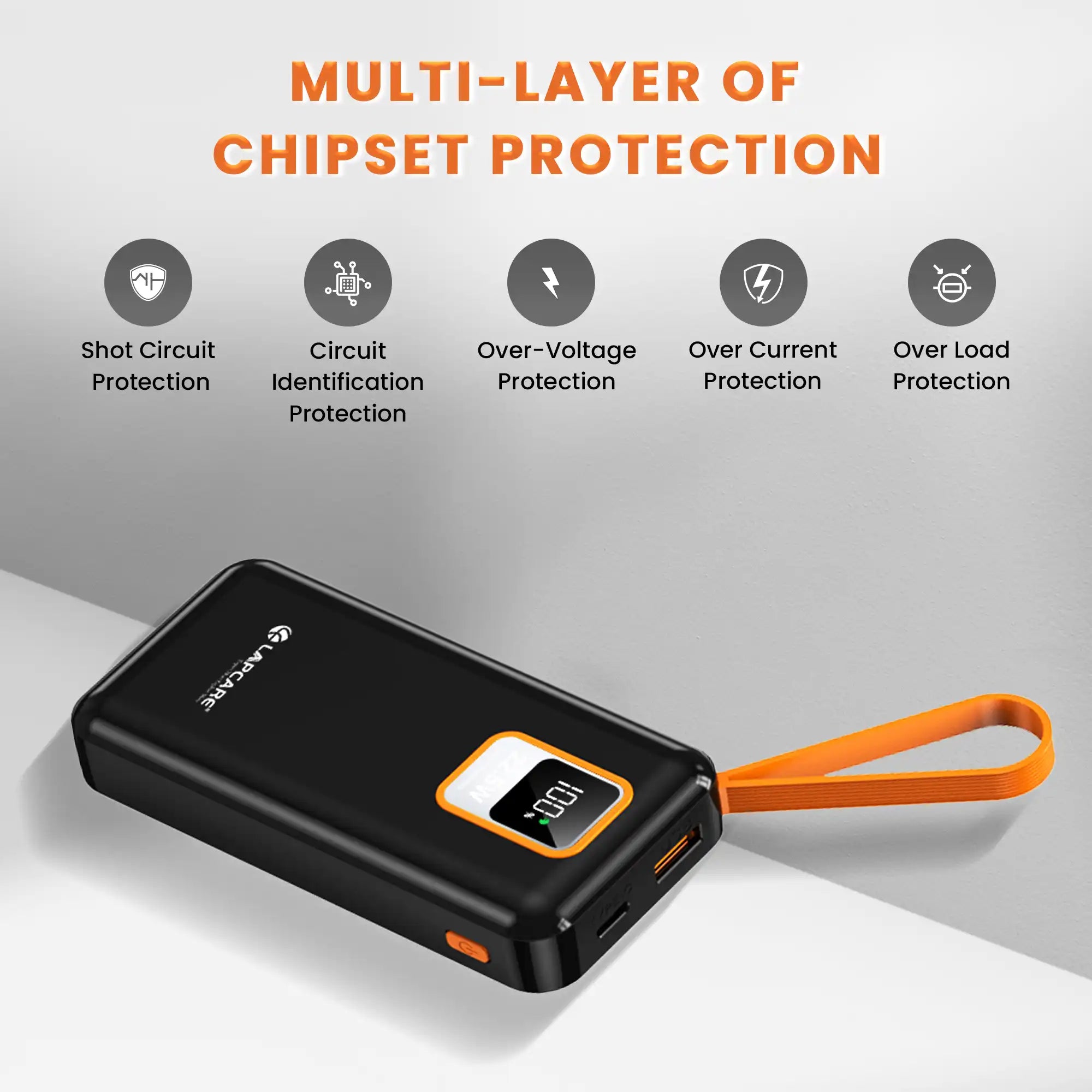 ORANGE 10000 mAh Power Bank with Wake Up Button (LPB-515)