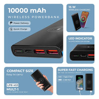 Mult I 10000mAh Power Bank Black+Blue (LPB-453)