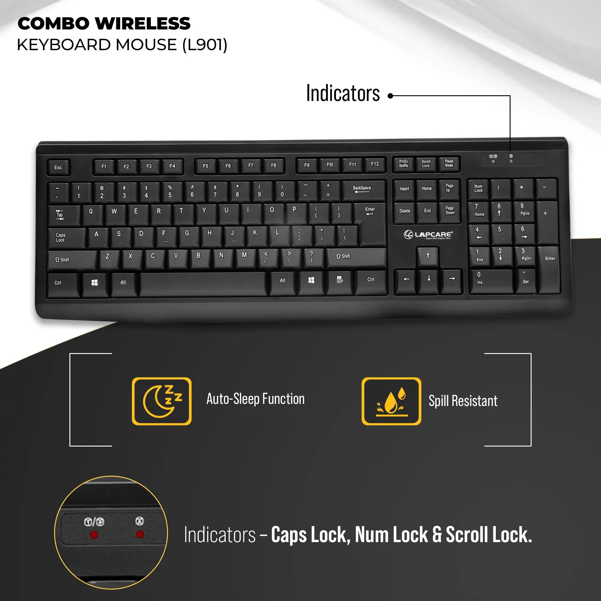 Wireless Combo 104 Key Keyboard + Mouse 1200dpi - non Multimedia