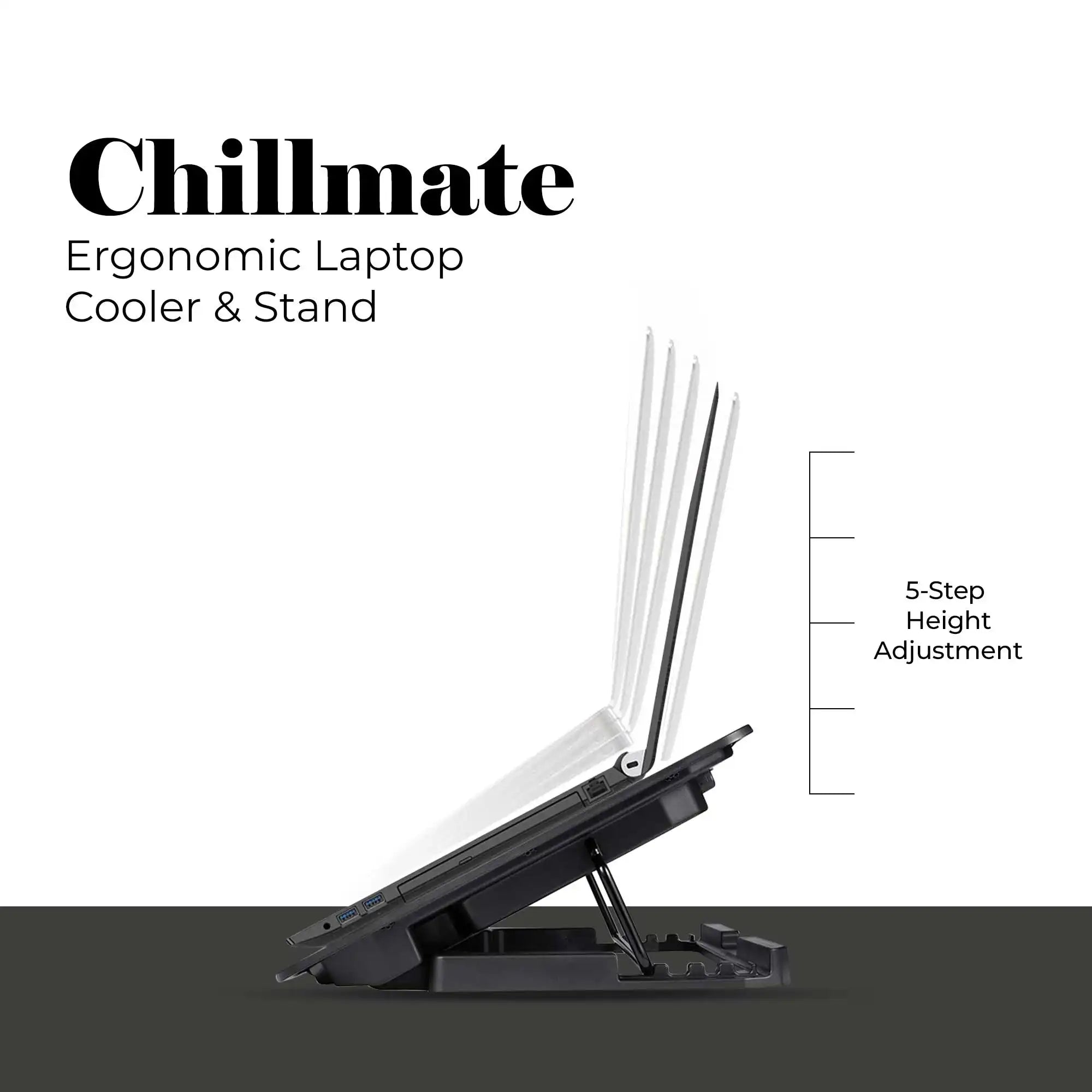 Chillmate - Cooling Pad, 2 USB Port, Dual Fan, upto 15.6" Laptop