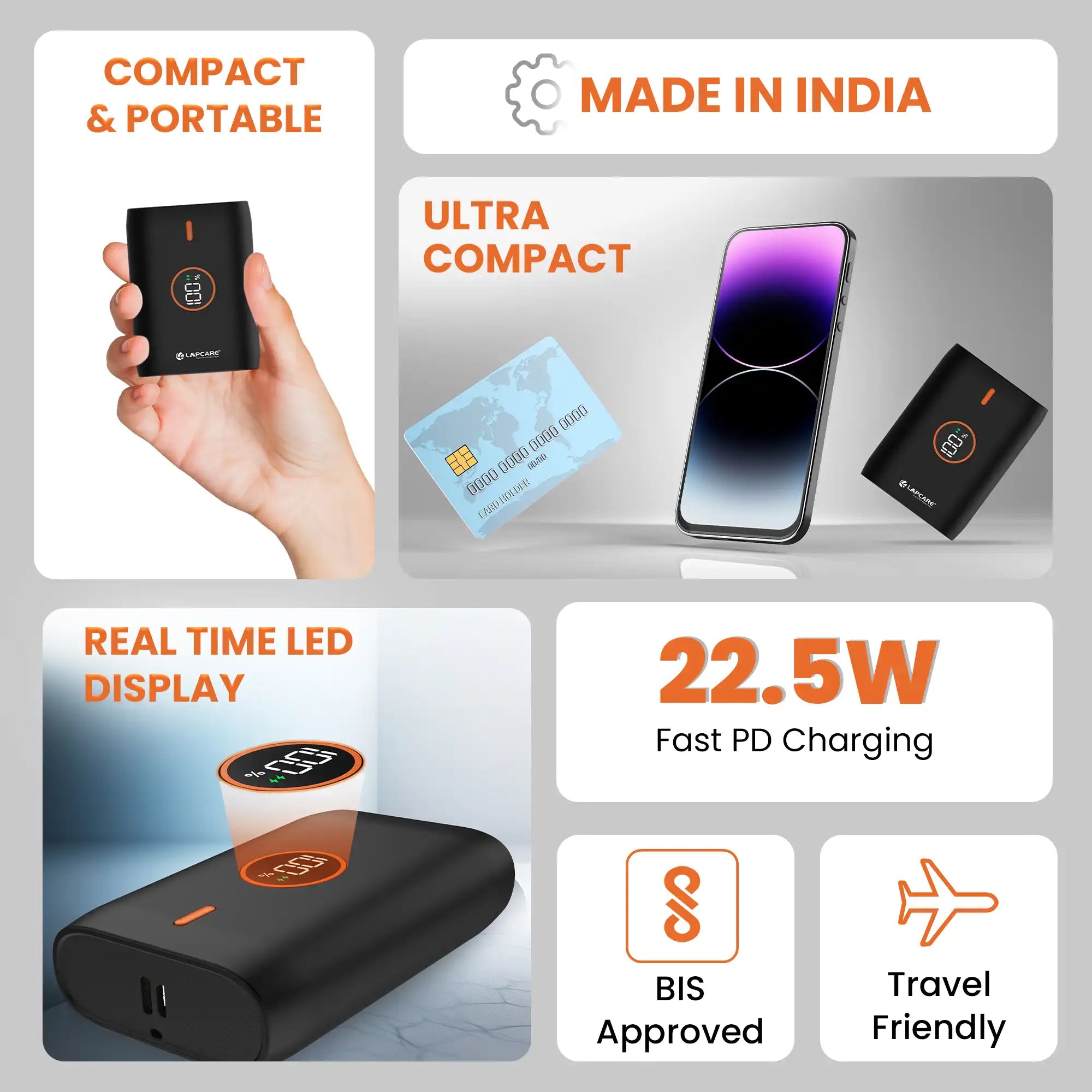 ORANGE I 10000 mAh Pocket Size Power Bank (LPB-516)