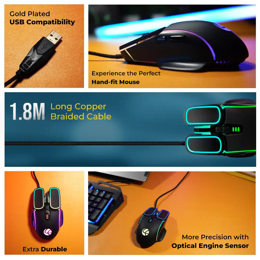 Voyager Champ Gaming RBG Mouse 7200dpi (LGM-201)