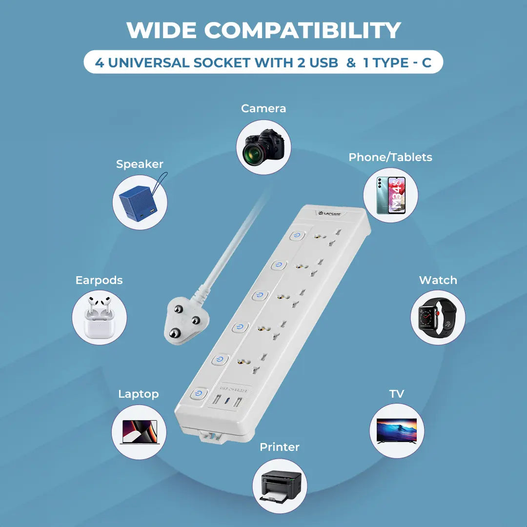 Surgee Smart With 5AC Outlet, 2 USB, Type-C (LPS-117)