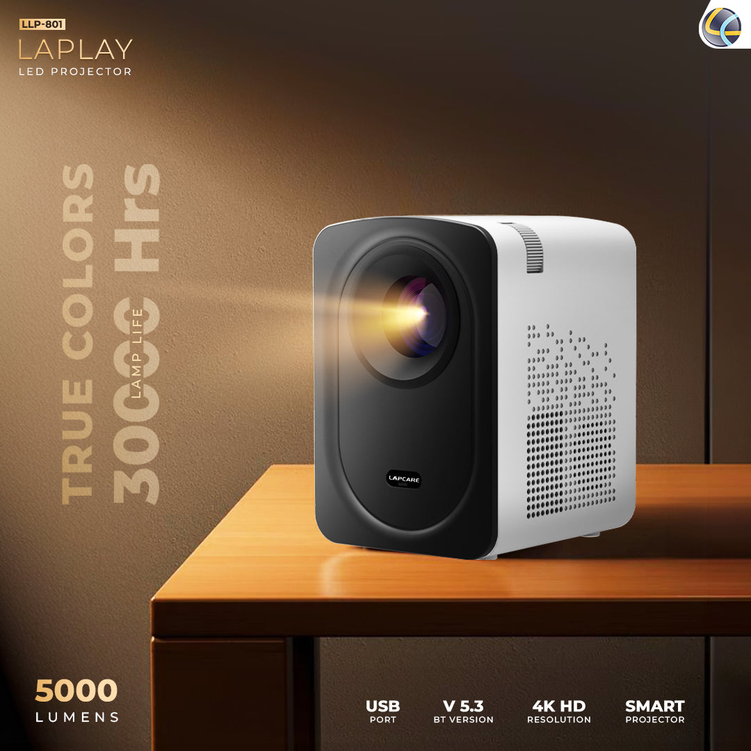 Laplay LLP-801 LED Projector With 5000 Lumens & Full HD, 4K (LLP-801)