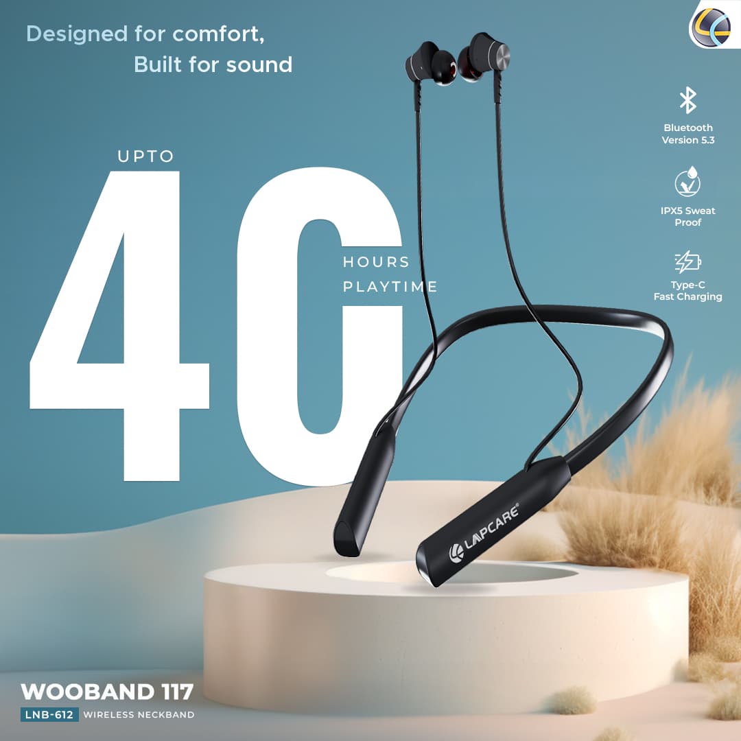 WOOBAND 117 Wireless BT Neckband With 40Hours Playtime (LNB-612)