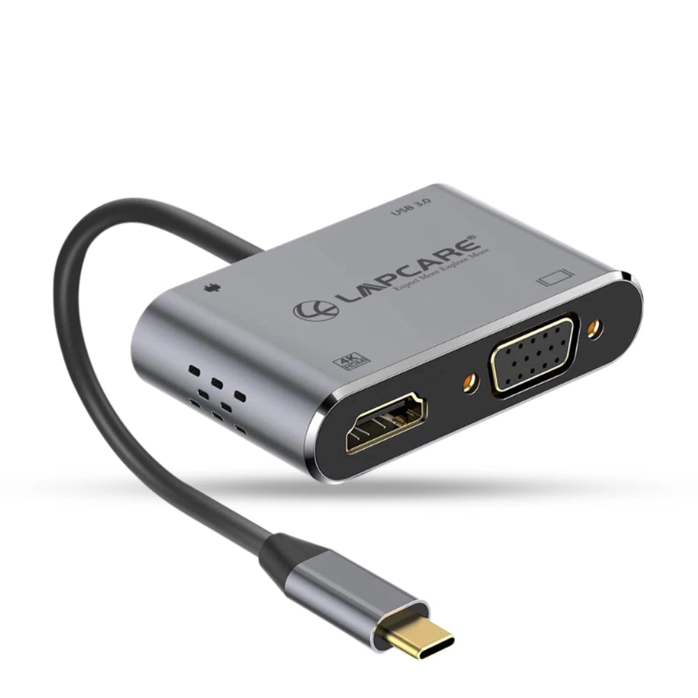 Lapcare-C 4 in 1 extended Travel Docking Station (USB / PD / HDMI / VGA)