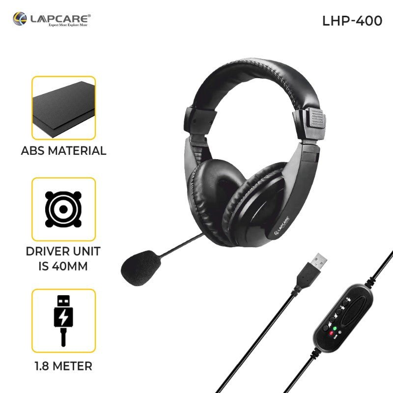 MULTIMEDIA USB WIRED HEADSET WITH MIC (LHP-400)