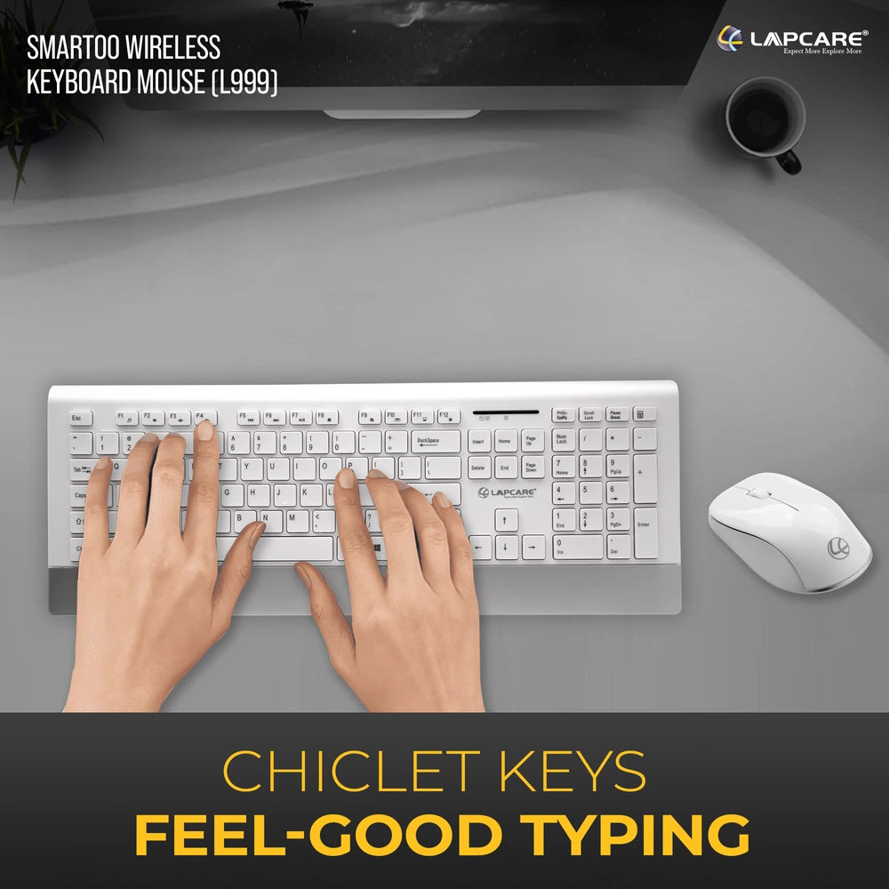 Smartoo White & Silver Wireless Multimedia Combo Keyboard + Mouse 1200dpi