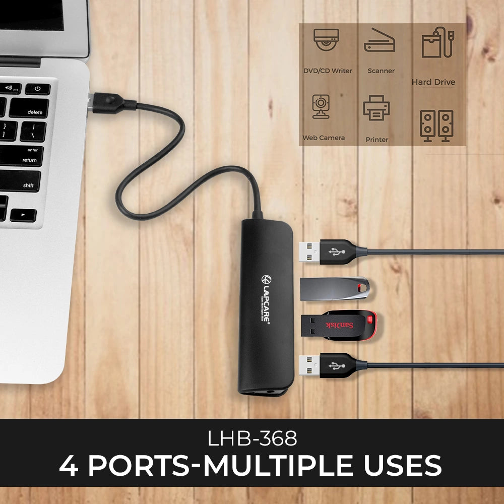 4 Port 3 USB Hub with Power port & 30CM cable